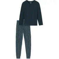 Schiesser Pyjama lange - Dames Pyjamaset - donkerblauw
