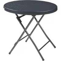 En.casa Klaptafel Mark tuintafel Ø80x74 cm rond rotan look zwart []