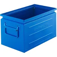 Schäfer Shop stapelbak, inhoud 13,4 l, 80 kg, inklapbare handgrepen, L 379 x B 207 x H 200 mm, plaatstaal, blauw RAL 5015