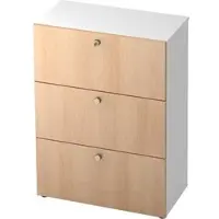 Hammerbacher TOPAS LINE archiefkast, 3 dossierhoogtes, met volledig uittrekbare loper, wit eiken/decor