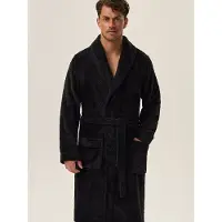 Henderson Badjas - Klassieke herenbadjas - Zwart - Zachte stof - comfortabel - Lange badjas - Heren badjas - Maat M - Heren badjas -