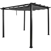 Mendler Aluminium pergola -N93, tuinpaviljoen, stevig frame van 8 cm, schuifdak, UV50+, 3x3 m ~ antraciet