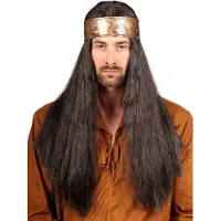Metamorph Hippie pruik met hoofdband - Carnaval Kostuum Pruik