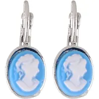 Behave - Oorbellen - Vintage Camee Oorbellen – Blauw & Zilverkleur –