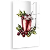 MuchoWow Glasschilderij 120x180 cm - Schilderij acrylglas - Drank - Winter - Cocktail - Rood - Foto op glas - Muurdecoratie woonkamer - Wanddecoratie slaapkamer - Schilderijen