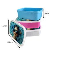 MuchoWow Broodtrommel Roze - Lunchbox Vrouw - Bloemen - Vlinders - Blauw - Abstract - Brooddoos 18x12x6 cm - Brood lunch box - Broodtrommels voor kinderen en volwassenen
