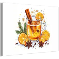 MuchoWow Aluminium schilderij 180x120 cm - Wanddecoratie metaal - Warm - Thee - Oranje - Kaneel - Metalen muurdecoratie woonkamer - Decoratie industrieel - Foto op dibond - Industriële accessoires slaapkamer