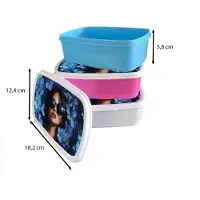 MuchoWow Broodtrommel Blauw - Lunchbox Vrouw - Blauw - Bloemen - Vlinders - Natuur - Brooddoos 18x12x6 cm - Brood lunch box - Broodtrommels voor kinderen en volwassenen