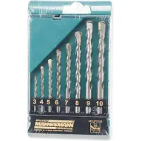 BRÜDER MANNESMANN M54309 Staal Steen-spiraalboorset 3 mm, 4 mm, 5 mm, 6 mm, 7 mm, 8 mm, 9 mm, 10 mm Cilinderschacht 1 stuk(s)