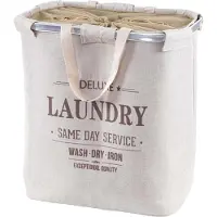 MCW Wasmand -C34, Wasmand met trekkoord Wasmand met trekkoord, 2 compartimenten Handgreep 54x52x32cm 89l ~ beige