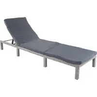 Mendler Poly-rattan ligstoel -A51, relax ligstoel tuin ~ Basic grijs, donkergrijze kussens