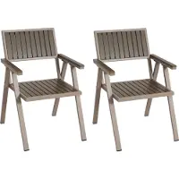 MCW Set van 2 tuinstoelen -J95, balkonstoel Stoel, coating voor buiten, aluminium houtlook ~ frame champagne, grijs