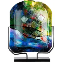 Casablanca by Gilde Moderne veelkleurige glaskunst vaas in glas - Karree - Glass art - 10 x 36 x 46 cm (LXBXH)