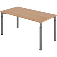 Hjh OFFICE PRO YAMA 16 G 160 x 80 - hoogte - verstelbaar frame zilver - 160 x 80 Tafelhoogte I In hoogte verstelbaar Walnoot/Grafiet