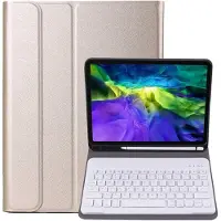 IPS - Apple iPad Pro 13 Inch (2024) / iPad Air 13 Inch (2024) Hoes met Afneembaar Toetsenbord - Bluetooth Keyboard Case - met Verlichting - Goud