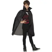 Boland Halloween dracula verkleed cape voor kinderen - zwart - met kraag - 75 cm lang - carnaval