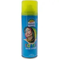 Merkloos Carnaval verkleed haar verf - fluor geel - busje 111 ml - Haarspray - Verkleedhaarkleuring