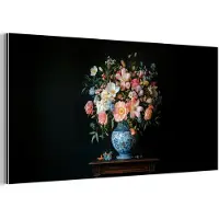 MuchoWow Aluminium schilderij 40x20 cm - Wanddecoratie metaal - Roze - Bloemen - Vaas - Kleuren - Metalen muurdecoratie woonkamer - Decoratie industrieel - Foto op dibond - Industriële accessoires slaapkamer