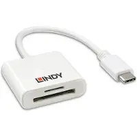 Lindy - Kartenleser (MMC, SD, RS-MMC, MMCmobile, microSD, MMCmicro, SDHC, SDXC) Externe geheugenkaartlezer Micro-SD, SD, USB-A 3.2 Gen 1 Wit