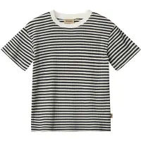Wheat gestreepte T-shirt donkerblauw rib gebreid Jongens Katoen Ronde hals - maat 152