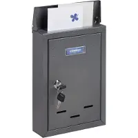 Relaxdays wandbrievenbus - met naambordje - metaal - 2 sleutels - 30,5 x 21 x 7 cm - grijs