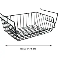 Spirella MSV Kastmandje - opberg/hang mandjes - rvs - zwart - 40 x 27 x 17 cm - Opbergmanden