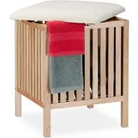 Relaxdays wasmand kruk - badkamerkruk met wasbox - 40 liter - hocker met opbergruimte