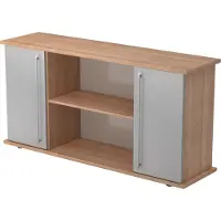 Hjh OFFICE PRO KAPA SB | Dressoir | met deuren - Walnoot/Zilver Sideboard Rail handvat (kunststof)