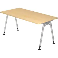 Hjh OFFICE PRO ATOS 16 S 160 x 80 - hoogte - verstelbaar frame zilver - Esdoorn 160 x 80 Tafelhoogte I In hoogte verstelbaar
