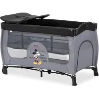 Hauck Sleep N Play Center - 120 x 60 cm - campingbedje - bodemverhoger - verschoonblad - wielen zijopening - Mickey Mouse Grey