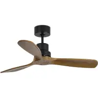 Faro Plafondventilator Mini Lantau S, zwart/walnoot S, hout donker, Woon-/ Eetkamer, Hout