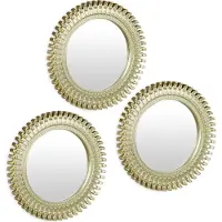 Relaxdays wandspiegel set van 3 - rond - woonkamer - hal - Ø 25 cm - kunststof rand - goud