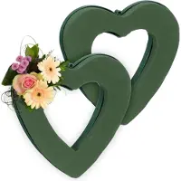 Relaxdays steekschuim echte bloemen - set van 2 - 24 x 23 x 4 cm - hartvormig - oase - schuimstof