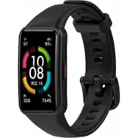 Strap-it Siliconen Smartwatch bandje - Geschikt voor Honor Band 6 siliconen bandje - zwart - Horlogeband / Polsband / Armband