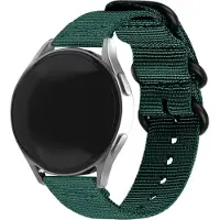 Strap-it Nylon gesp smartwatch bandje - geschikt voor Huawei Watch GT 2 42mm / GT 3 42mm / GT 3 Pro 43mm - donkergroen