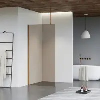 FortiFura Galeria inloopdouche - 80x200cm - rookglas - plafondarm - Geborsteld koper PVD (Koper) SW797939/SW876702/SW876705