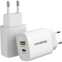 Mobilize Wall Charger USB-C + USB 25W with PD/PPS White