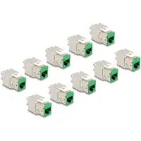 DeLOCK Keystone Modul RJ45 jack to LSA Cat.6A toolfree green set 10 pieces