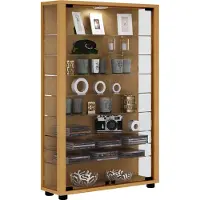 Hioshop LumoMini vitrinekast 2 glazen deuren beuken decor.