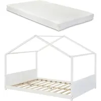 En.casa Kinderbed Simo huisbed met matras 120x200 cm wit []