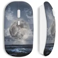 MANIACASE Draadloze Muis - - Maan Zee - USB WiFi - Compatibel met Mac en PC - Wit