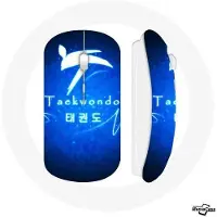 MANIACASE Muis - Taekwondo - Draadloos - Kleur Blauw - Compatibel met Mac en PC - Wifi USB-stick