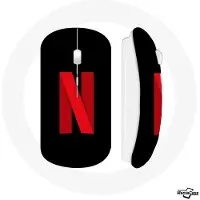 MANIACASE Draadloze muis - Netflix - Rode logo - Compatibel met Mac en PC - USB wifi - Zwart