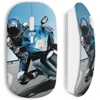 MANIACASE Draadloze Muis - - Suzuki Biker Moto - Inclusief WiFi USB Stick - Compatibel met Mac en PC - Blauw