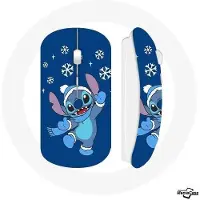 MANIACASE Draadloze muis - Stitch - Sneeuw Kerst - Blauw - USB WiFi - Compatibel met Mac en PC