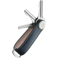 OrbitKey 2.0 Leather Key Holder Navy/Tan