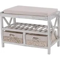 MCW Schoenenrek -C48, zitbank schoenenrek, shabby look vintage 45x65x34cm ~ wit