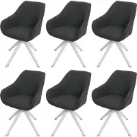 MCW Set van 6 eetkamerstoelen -K27, keukenstoel Stoel met armleuningen, draaibaar stof/textiel ~ donkergrijs