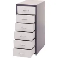 MCW Ladekast, ladekast op wielen, stalen kast, 69x28x41cm 6 laden ~ donkergrijs wit
