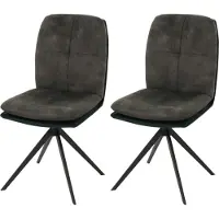 MCW Set van 2 eetkamerstoelen -M68, keukenstoel met rugleuning, draaibaar, automatische positie, metaal, stof/textiel ~ groen